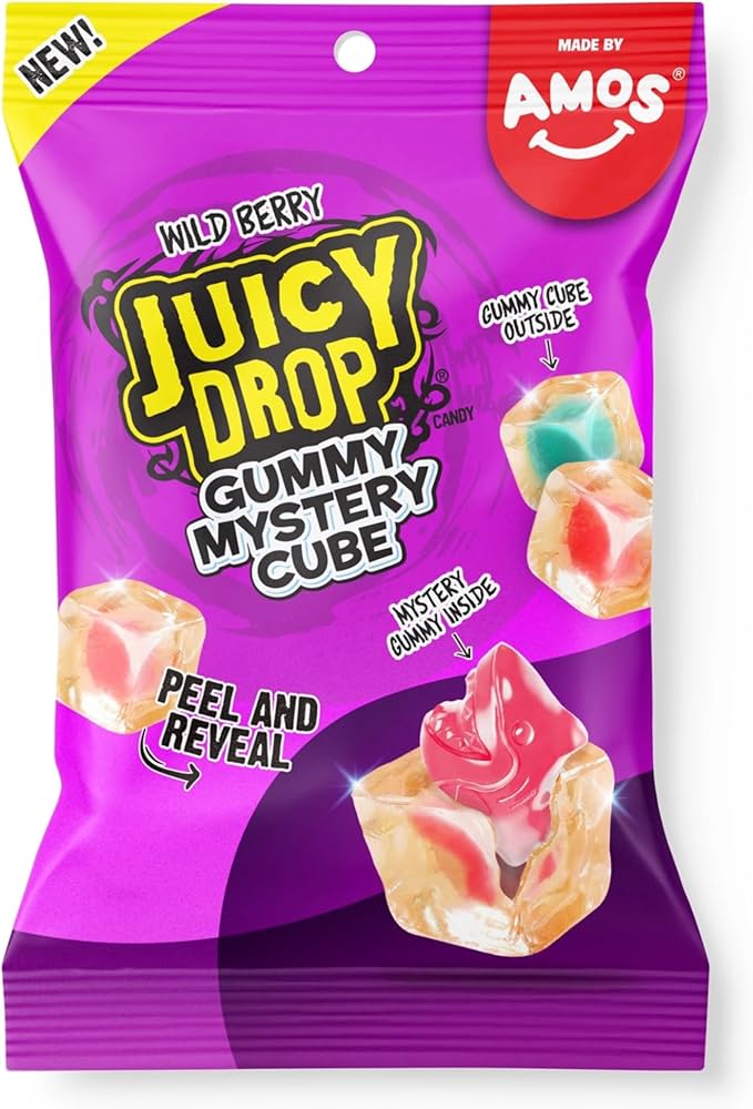 Juicy drop mystery gummy cubes wild berry